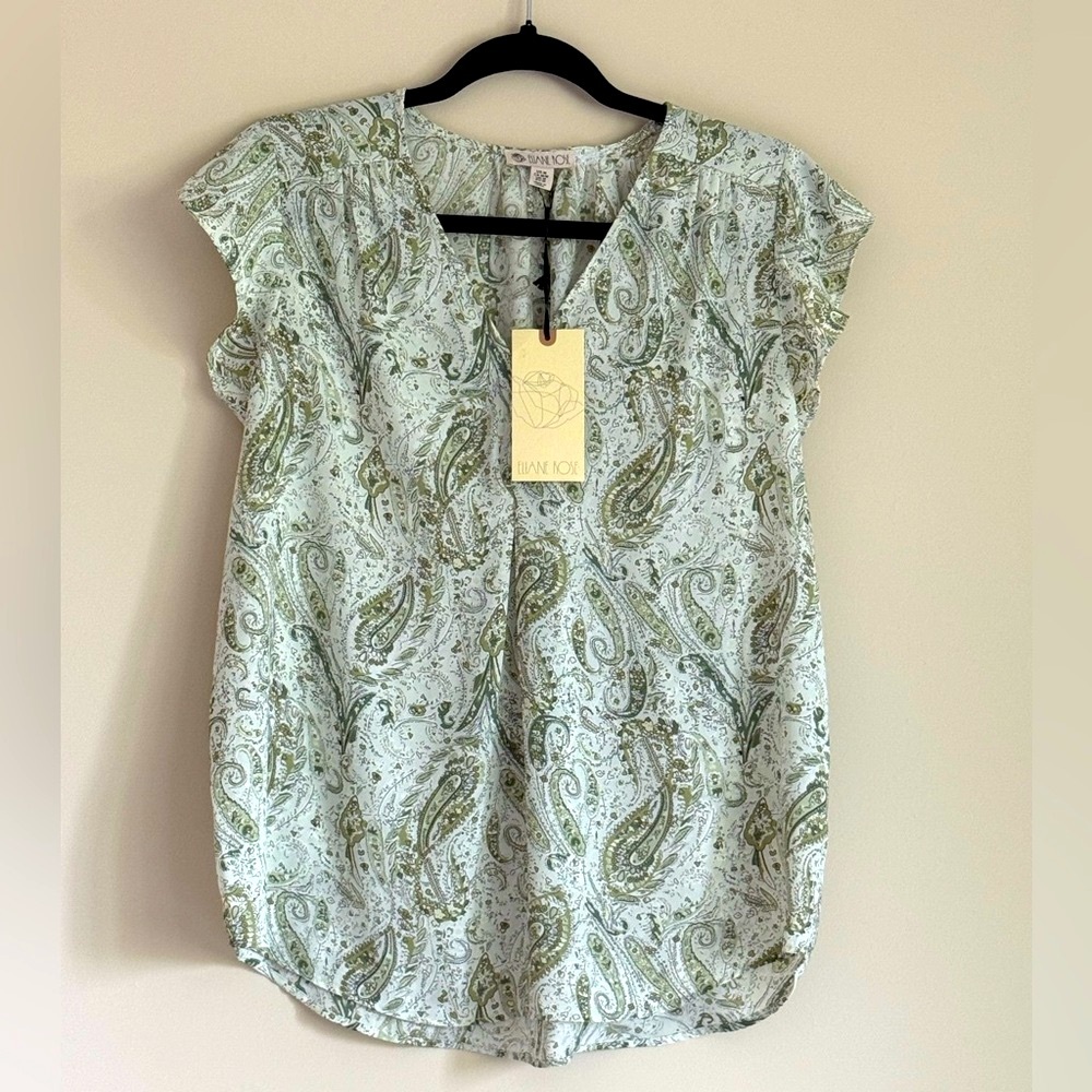 Eliane Rose Green Paisley Sleeveless Top SZ.M